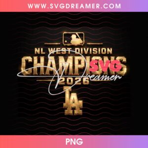 MLB LA Dodgers NL West Division Champs 2026 Gold Color PNG Design