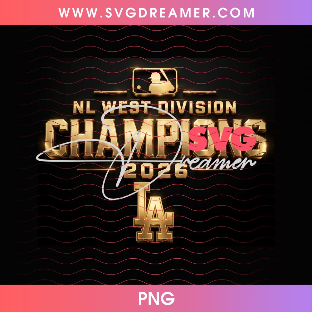 MLB LA Dodgers NL West Division Champs 2026 Gold Color PNG Design 2 MLB LA Dodgers NL West Division Champs 2026 Gold Color PNG Design