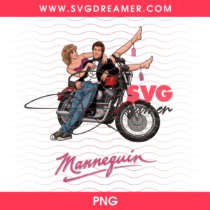 Mannequin 1987 Movie PNG, Jonathan And Emmy On Motorcycle PNG