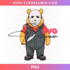 Michael Myers Winnie The Pooh PNG, Horror Disney Winnie The Pooh Halloween Slasher PNG