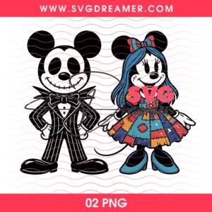 Mickey Jack And Minnie Sally PNG, Disney Friends Nightmare Halloween PNG