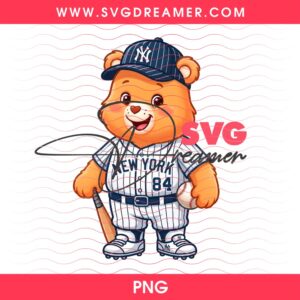 New York Yankees Baseball Care Bear PNG, Cartoon MLB NY Yankees PNG Design