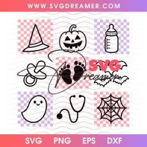 Nurse Pumpkin Halloween Checkered SVG PNG