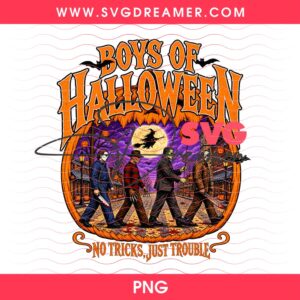 Retro Boys of Halloween PNG, Vintage Horror Halloween Killers Pumpkin PNG, Retro Spooky Season Design
