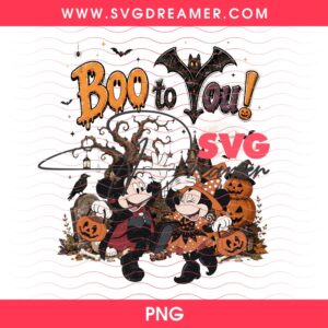 Retro Mickey Minnie Halloween Boo To You PNG, Vintage Disney Not So Scary Party PNG, Spooky Season Disneyland Trip 2026 PNG