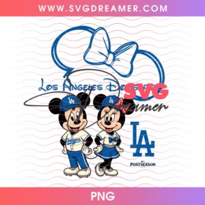 Retro Mickey Minnie Mouse Disney LA Dodgers Baseball PNG Design, Dodgers Postseason 2026 PNG