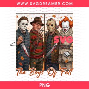 Retro The Boys Of Fall PNG, Vintage Horror Characters Fall Autumn Halloween 2026 PNG