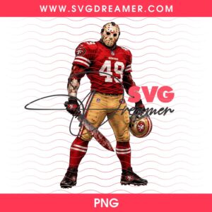 San Francisco 49ers Jason Voorhees PNG, Horror Character Halloween 49ers PNG