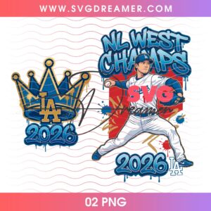 Shouhei Ohtani LA Dodgers 2026 PNG, Dodgers Baseball NL West Division Postseason Champs 2026 PNG
