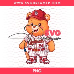 St Louis Cardinals Care Bear Cartoon PNG, Cardinals Team Baseball Care Bears PNG