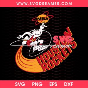 Vintage Houston Rockets Mascot SVG PNG Design, Retro Houston Rockets Basketball PNG SVG File, Houston Rockets NBA Mascot PNG SVG