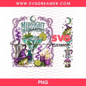 Vintage Midnight Margaritas PNG Design, Practical Magic Retro Halloween Movie PNG, Girls Tequila Spooky Season PNG