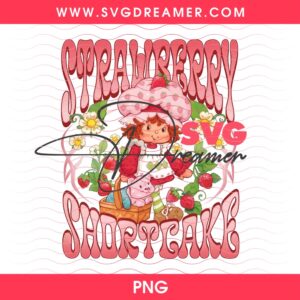Vintage Strawberry Shortcake PNG Design, Groovy Strawberry Vibe PNG