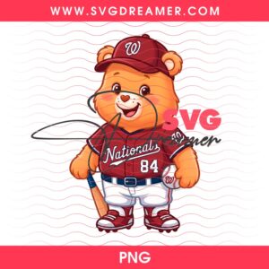 Washington Nationals Care Bear PNG, MLB Baseball Washington Nationals Cartoon PNG