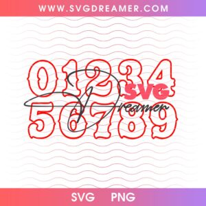 Western Style Red Outlined Numbers SVG PNG