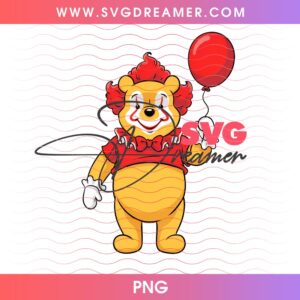 Winnie The Pooh Costume Horror Pennywise PNG, Horror Disney Pooh Bear PNG