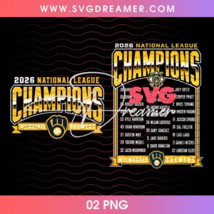 2026 Milwaukee Brewers National League Champions PNG, Brewers Player Roster Design PNG