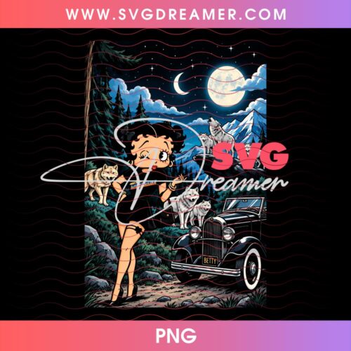 Betty Boop Chargers Halloween Night Wolf Pack Vintage Car PNG, Moonlit Forest Digital Art 2 Betty Boop Chargers Halloween Night Wolf Pack Vintage Car PNG, Moonlit Forest Digital Art