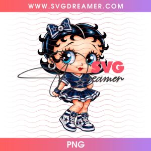 Betty Boop Dallas Cowboys Football Fan PNG, NFL Cowboys Team Cartoon Girl PNG