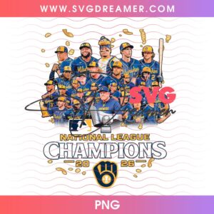Brewers Team National League Champions 2026 PNG Design, Milwaukee Baseball NLCS Champs PNG
