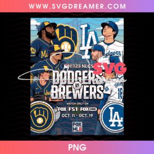 Brewers VS Dodgers MLB 2026 NLCS PNG Design, Los Angeles Vs Brewers Baseball Champions 2026 PNG 1