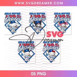 Bundle Sanrio LA Dodgers Take October PNG, NLCS Champs 2026 PNG, Hello Kitty Friends Dodgers Postseason 2026 PNG