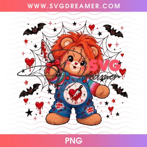 Care Bear Chucky PNG Design, Scare Bears Horror Halloween PNG 2 Care Bear Chucky PNG, Scare Bears Horror Halloween PNG