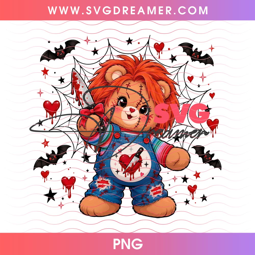 Care Bear Chucky PNG Design, Scare Bears Horror Halloween PNG 1 Care Bear Chucky PNG Design, Scare Bears Horror Halloween PNG