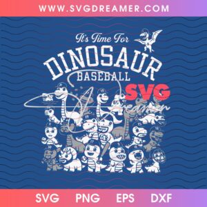 Dodgers It’s Time For Dinosaur Baseball SVG PNG Files, LA Dodgers Baseball 2026 Shirt Design SVG PNG