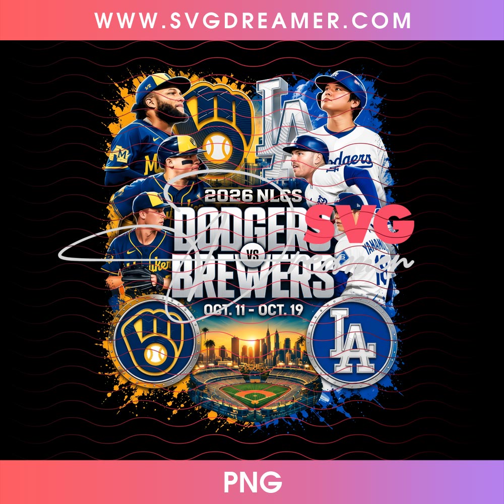 Dodgers vs Brewers Baseball PNG, 2026 NLCS Dodgers vs Brewers Graphic T-Shirt Design PNG 2 Dodgers vs Brewers Baseball PNG, 2026 NLCS Dodgers vs Brewers Graphic T-Shirt Design PNG