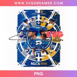 Dodgers vs Brewers NLCS Game 2 Matchup Design PNG
