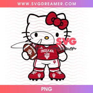 Hello Kitty Indiana Hoosiers Football PNG, Sanrio Character NCAA Football PNG Design
