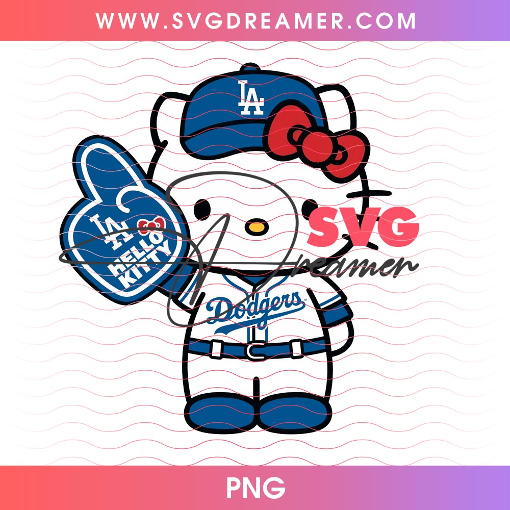 Hello Kitty LA Dodgers Fan PNG Shirt Design, Los Angeles Baseball Sanrio Hello Kitty PNG Files 2 Hello Kitty LA Dodgers Fan PNG Shirt Design 2