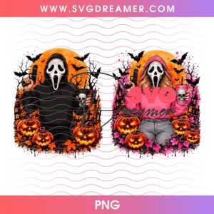 Horror Couple Ghostface PNG, Halloween Slasher PNG, Couple Horror Killer PNG