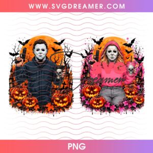 Horror Couple Michael Myers PNG, Halloween Couple Killers 2026 PNG, Vintage Horror Slasher PNG