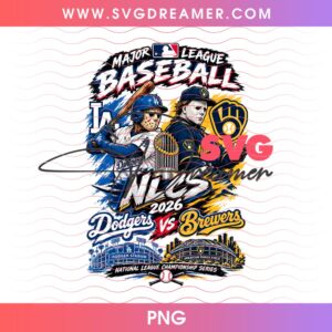 Horror Halloween Dodgers Vs Brewers Baseball PNG, MLB Champions 2026 LA Dodgers Vs Brewers PNG, Horror Killer Dodgers Design