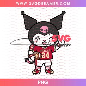 Kuromi Indiana Hoosiers Football PNG, Sanrio Character NCAA Football PNG