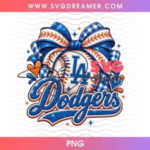 LA Dodgers Coquette Bow PNG, Ribbon Baseball Los Angeles PNG