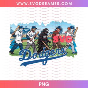 LA Dodgers Horror Team PNG, Halloween Los Angeles Dodgers Killers PNG