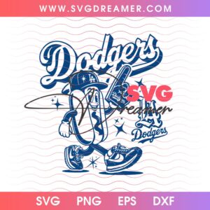 LA Dodgers Hotdog Baseball SVG PNG, Los Angeles Hotdog Mascot SVG PNG, NLCS 2026 LA Dodgers SVG