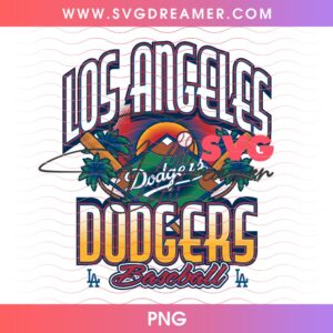 LA Dodgers Retro Baseball Graphic PNG, Los Angeles Dodgers Tropical Summer Vibe PNG Design