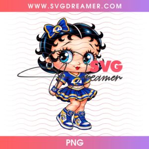 LA Rams Betty Boop NFL PNG, Cartoon Betty Boop Los Angeles Rams Football PNG