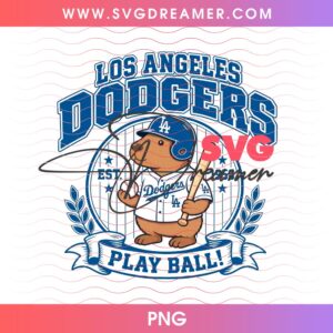 Los Angeles Dodgers Capybara Play Ball PNG, LA Dodgers NLCS 2026 PNG Design