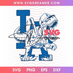 Los Angeles Dodgers MLB Tyrannosaurus Rex PNG, Dinosaur LA Dodgers Baseball PNG Design