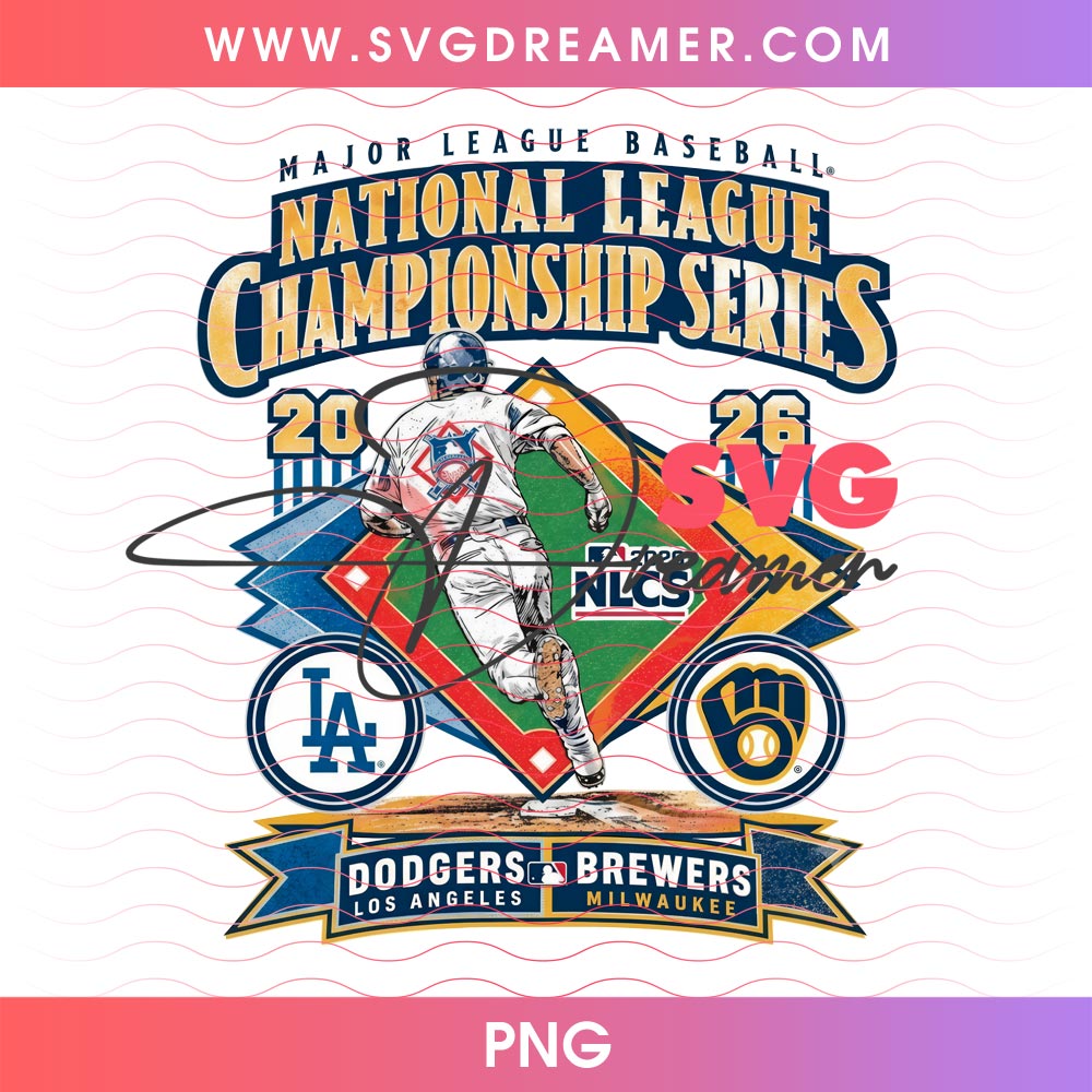 Los Angeles Dodgers vs Milwaukee Brewers 2026 PNG, NLCS National League Championship Series Baseball PNG Design 1 Los Angeles Dodgers vs Milwaukee Brewers 2026 PNG, NLCS National League Championship Series Baseball PNG Design