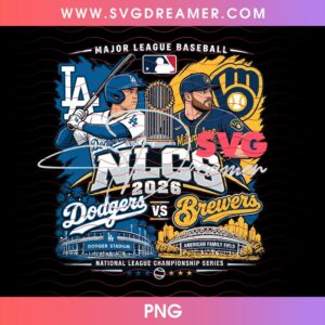 MLB 2026 Dodgers VS Brewers PNG, Los Angeles Baseball NLCS 2026 PNG, Dodgers Shirt PNG
