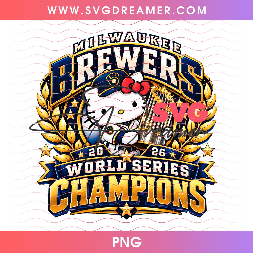 Milwaukee Baseball Champions 2026 Hello Kitty PNG, Sanrio Brewers World ...