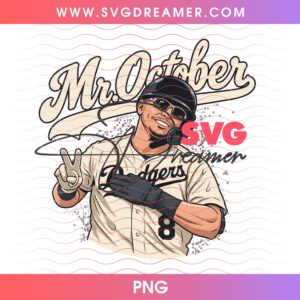Mr October LA Dodgers PNG, October Comic Hero PNG, Los Angeles Baseball Postseason 2026 PNG