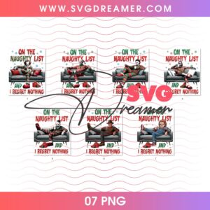 On The Naughty List And I Regret Nothing PNG Bundle, Horror Friends Christmas Bundle PNG