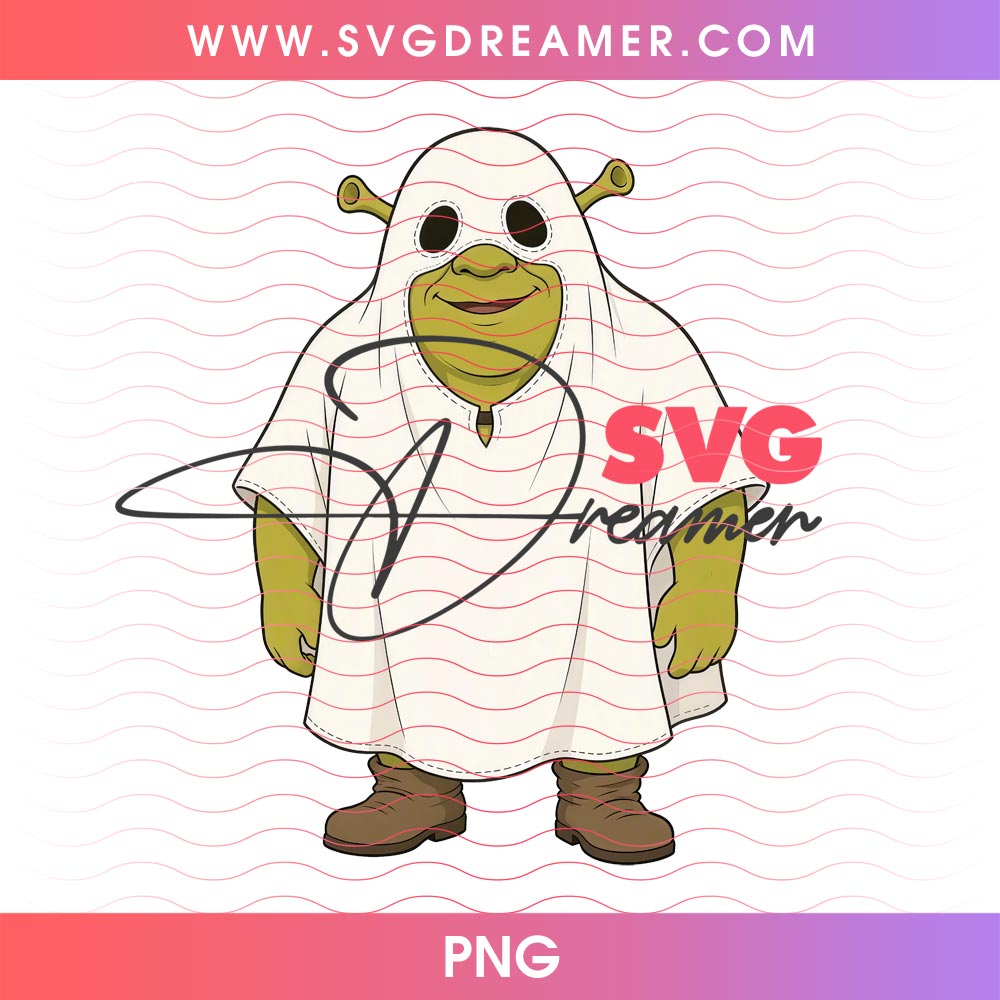 Shrek Cute Ghost Halloween Design PNG 1 Shrek Cute Ghost Halloween Design PNG